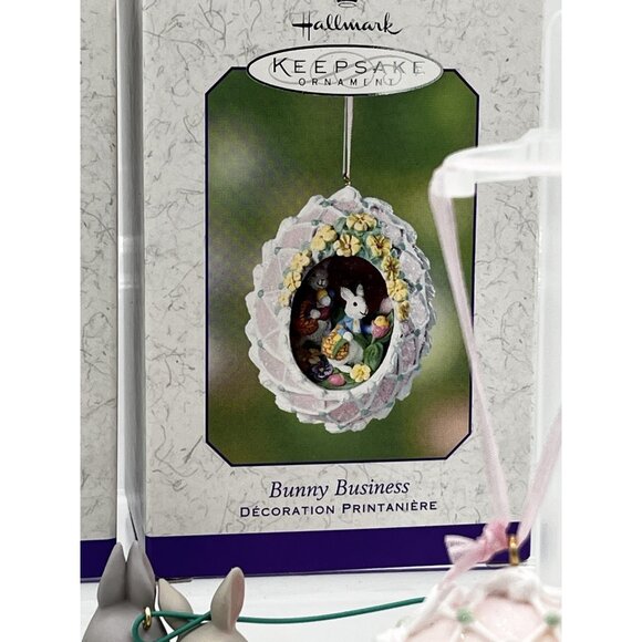 Hallmark Keepsake Ornament Easter Bunny 2002 & 2017 Rabbit Easter Egg lot of 3 - Picture 6 of 16